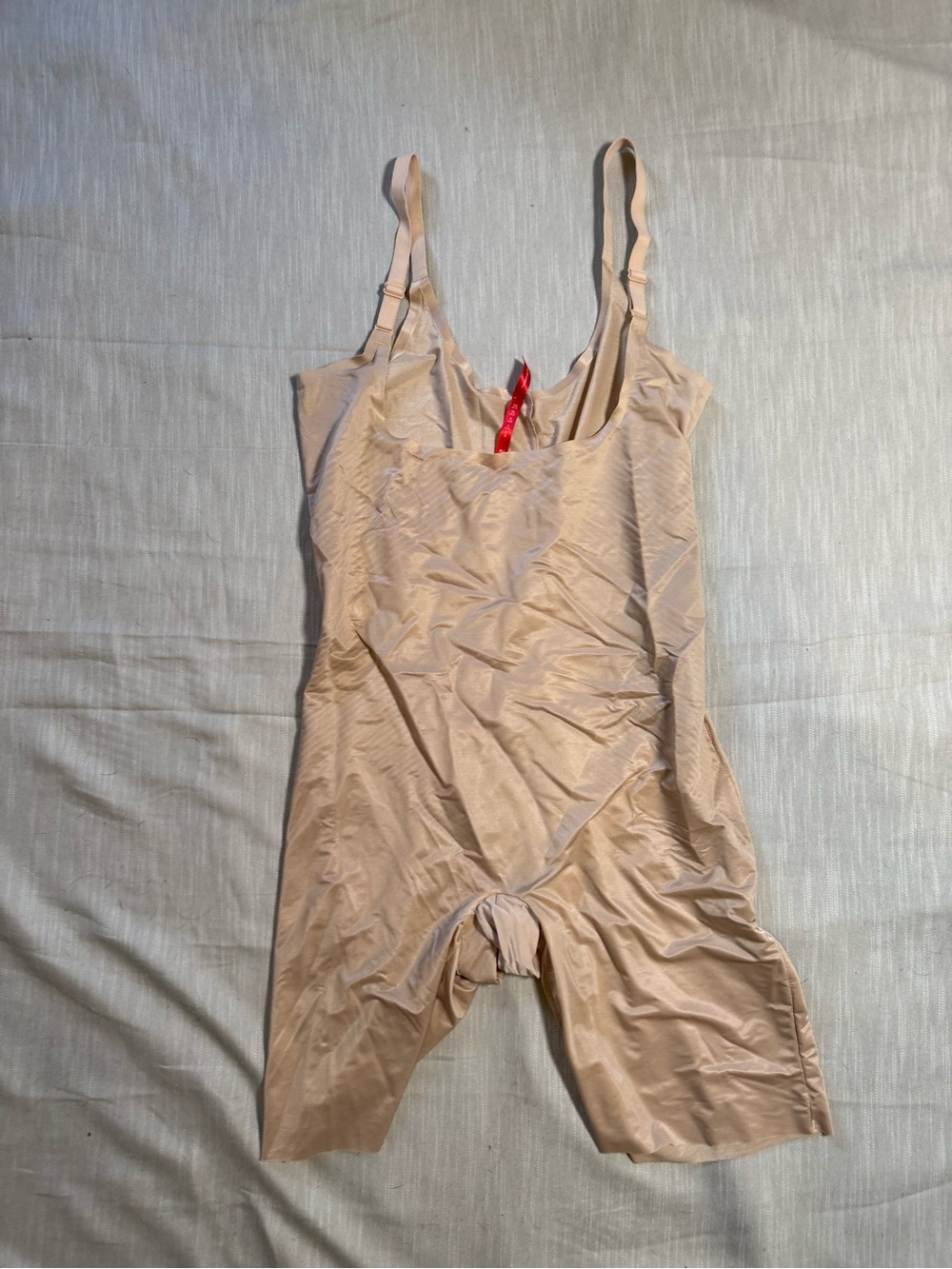SPANX Thinstincts Open Bust Mid Thigh Body Suit Shapewear Nude XL